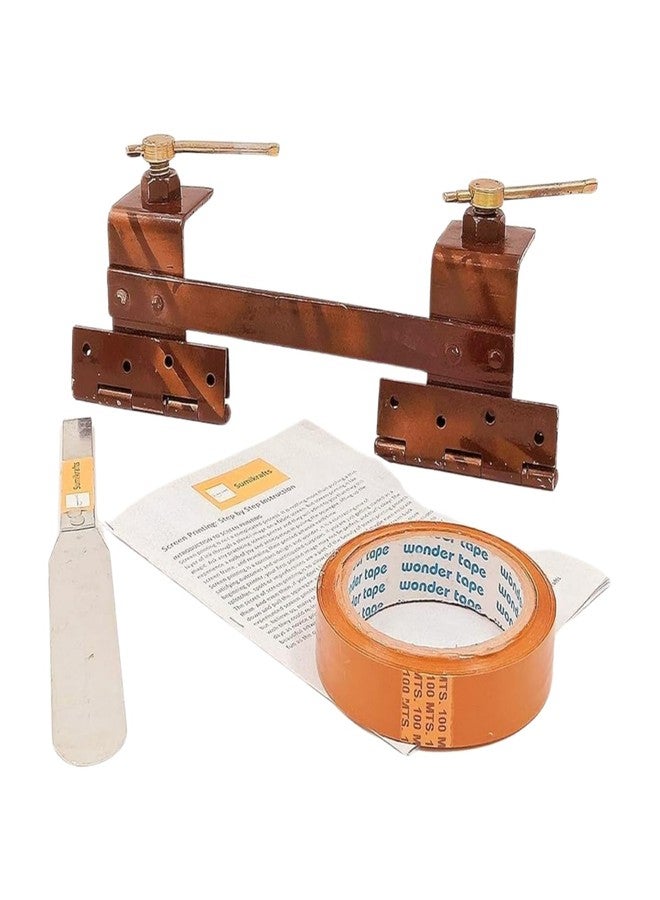 sumikrafts Complete Screen Printing Kit: PVC Silver Ink 250gm + Double Hinge Table Clamps + 8 Black Phosphated Drywall Screws (3.5cm) + Large Screen Frame (12"x15") - Image 5